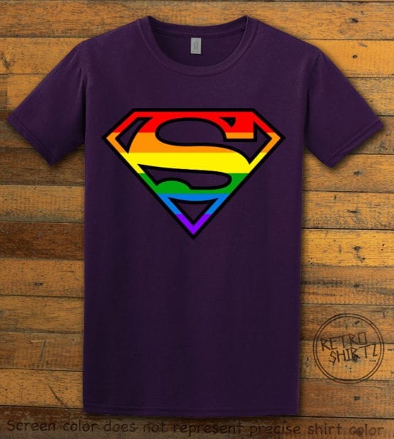 This is the main graphic design on a purple shirt for the Pride Shirts: Superman Pride