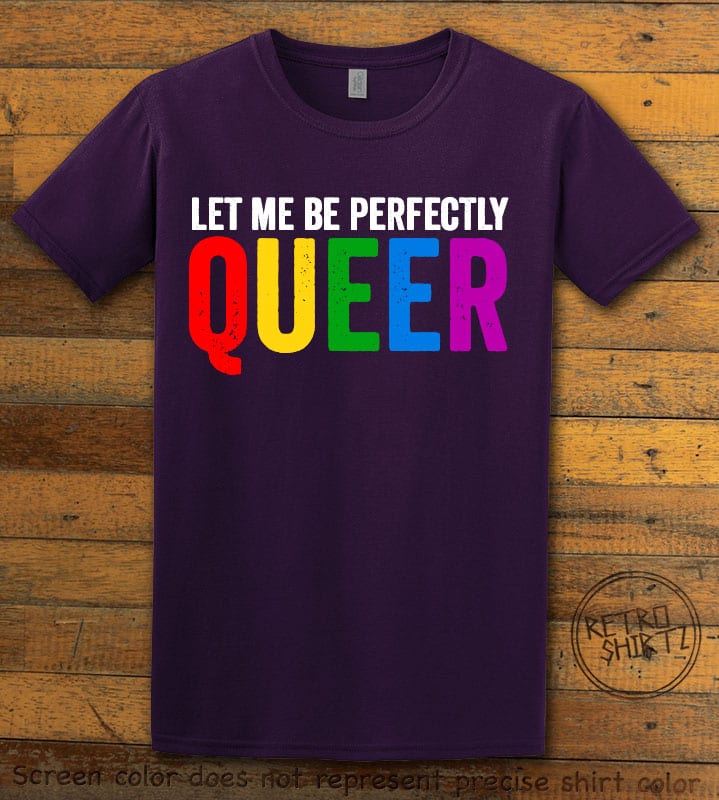 This is the main graphic design on a purple shirt for the Pride Shirts: Perfectly Queer