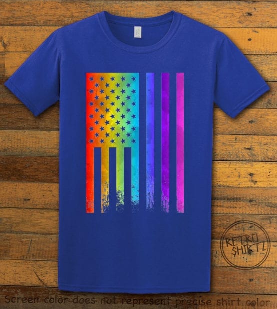 This is the main graphic design on a royal shirt for the Pride Shirts: Pride Flag Distressed