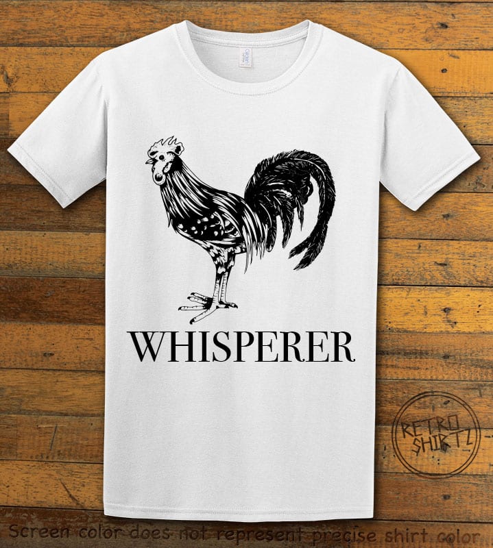 This is the main graphic design on a white shirt for the Pride Shirts: Cock Whisperer. 
