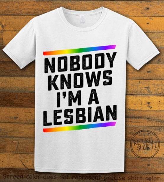 This is the main graphic design on a white shirt for the Pride Shirts: Closet Lesbian